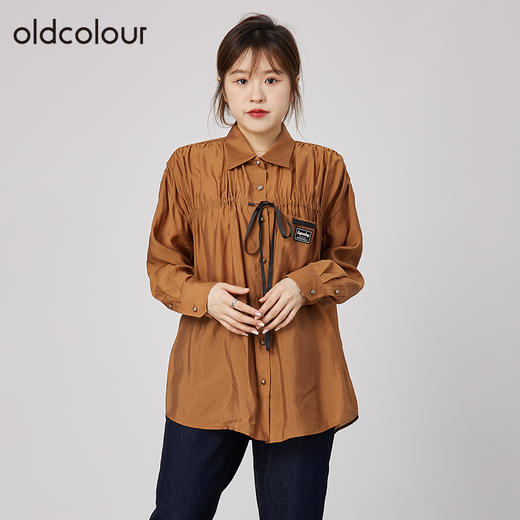 oldcolour2021秋商场同款褶皱甜美别致设计感小众衬衫女N32013206 商品图1