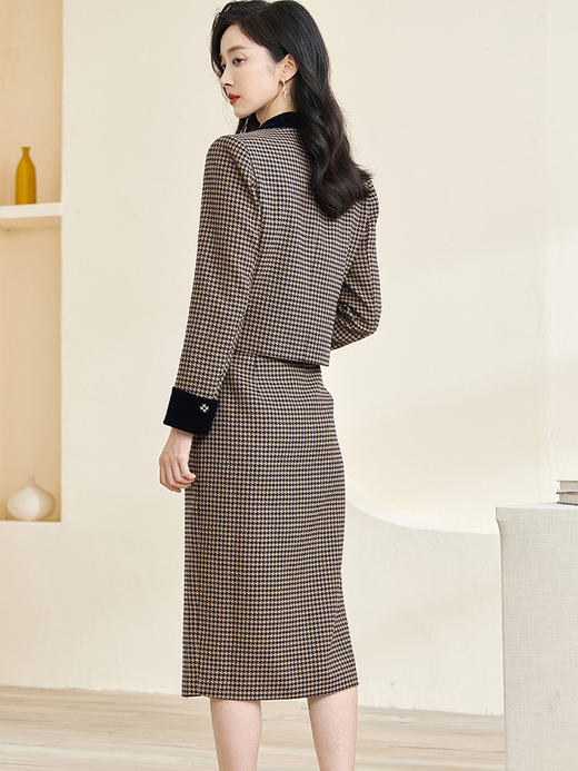 剩XL/XXL 米思阳2026春季新款温柔提花套装知性通勤修身西装半裙两件套2924 商品图3