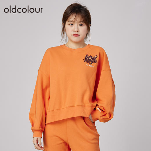 oldcolour2021秋商场同款休闲落肩复古气质独特T恤女N32023219 商品图2