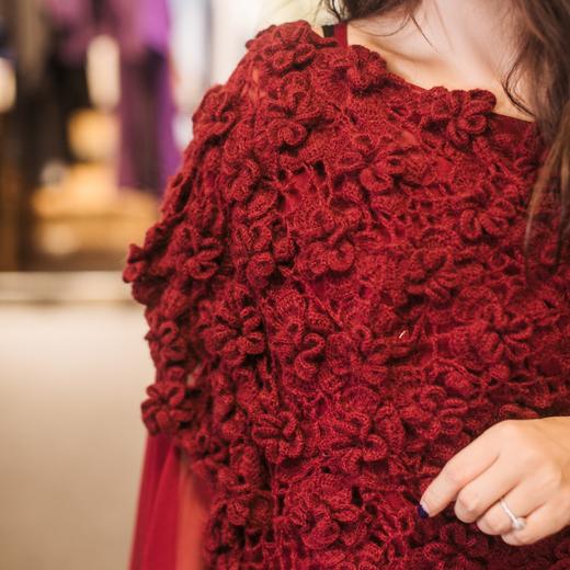 【林栖设计小店】【定制30天发】2022秋冬时装周同款原创羊驼毛手钩拼真丝复古围巾披肩女 商品图3