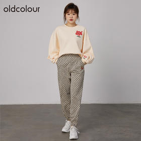 oldcolour2021秋商场同款休闲落肩复古气质独特T恤女N32023219