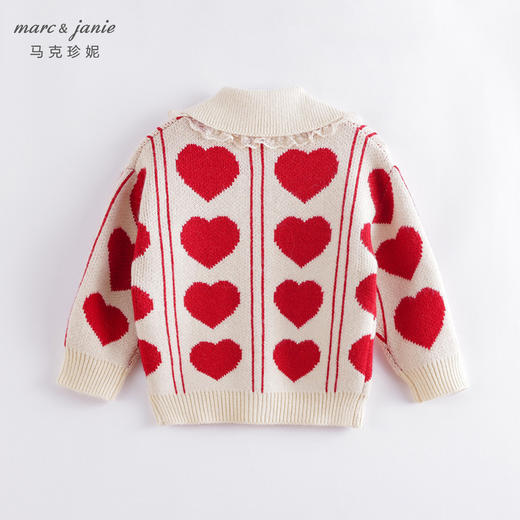 【柔蓝绒】马克珍妮冬款女童爱心提花毛衣 儿童针织开衫221386 商品图2