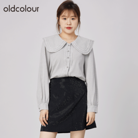 oldcolour2021秋商场同款别致小众甜美娃娃领衬衫女通勤N32013255