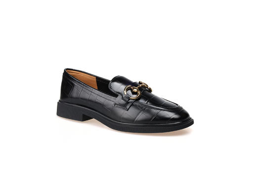 豪麟名鞋奥莱迪嘉女装牛皮革乐福鞋DJELA22WS060黑色 原价1660元 商品图0