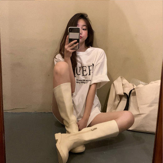 【多款式 超值装！】2022显瘦气质T恤春夏新款短袖T恤女韩版宽松中长款打底衫学生上衣女装休闲 商品图0