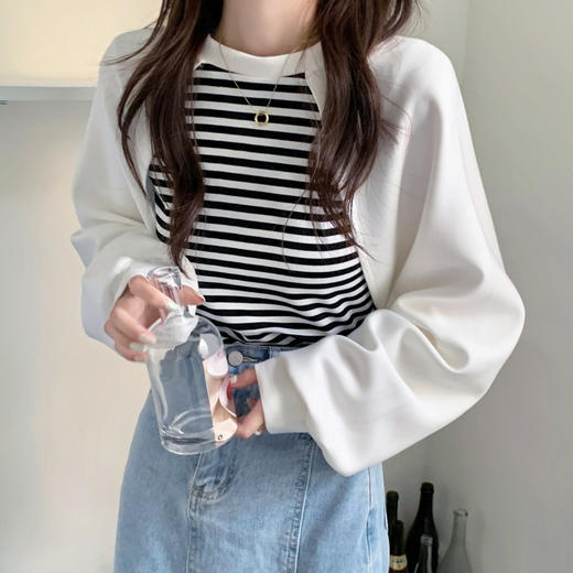 黛唯梵氛围感卫衣2022新款女款设计感小众宽松假两件秋季oversize上衣 商品图2