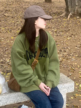 黛唯梵oversize落肩圆领卫衣女秋季2022年新款百搭宽松长袖套头上衣ins