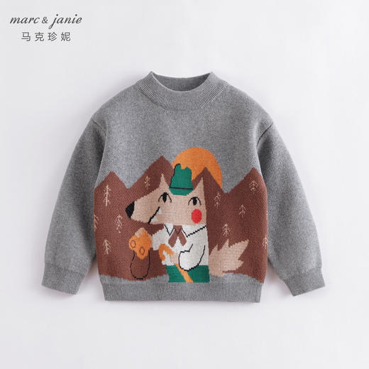马克珍妮秋冬新款 男童卡通纯棉针织衫 圆领套头毛衣221396 商品图2