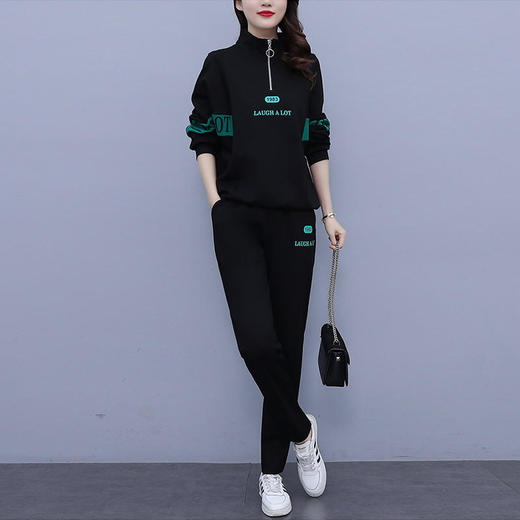 秋款大码女装休闲运动服套装洋气减龄春秋特别设计卫衣时尚两件套 ZQ1278-229 商品图0