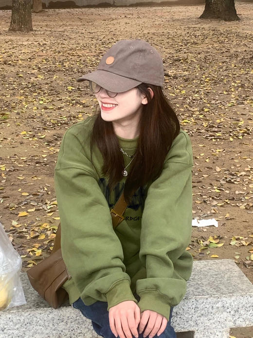 黛唯梵oversize落肩圆领卫衣女秋季2022年新款百搭宽松长袖套头上衣ins 商品图1