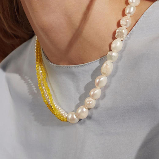 北京仓｜Barbóra-Sunrise-黄玛瑙 珍珠 项链［希腊设计师] 商品图0