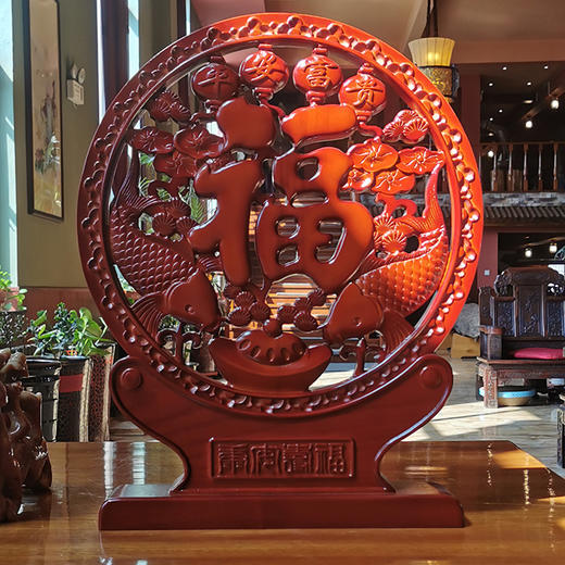 双鱼送福木雕摆件 商品图0