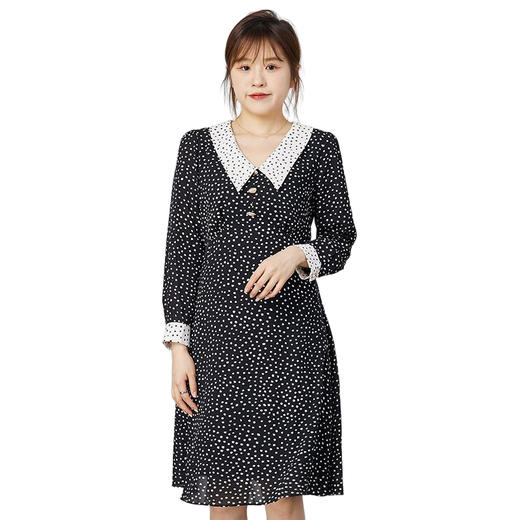 oldcolour2021秋季商场同款休闲简约波点印花连衣裙N31103501 商品图4