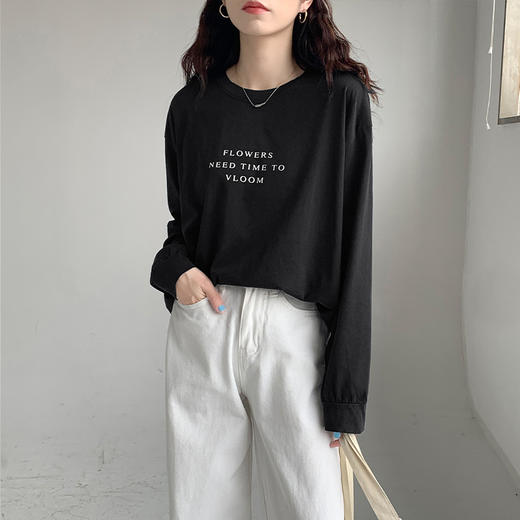 【2件立减20元！】拉夏贝尔同厂 白色打底衫纯棉内搭 宽松T恤 早秋白色打底衫 商品图5