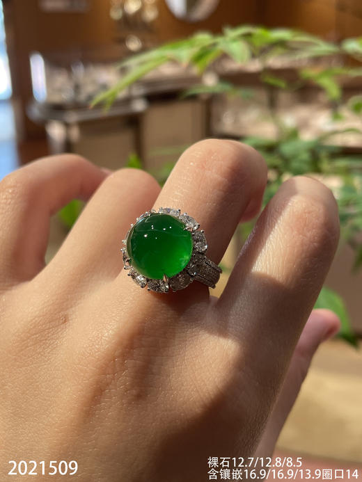 2021509，玻璃帝王绿蛋面戒指。具体价格微信咨询 商品图2