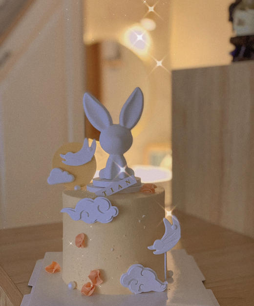 玉兔蛋糕，动物奶油蛋糕，巧克力玉兔、全部装饰可食用 商品图0