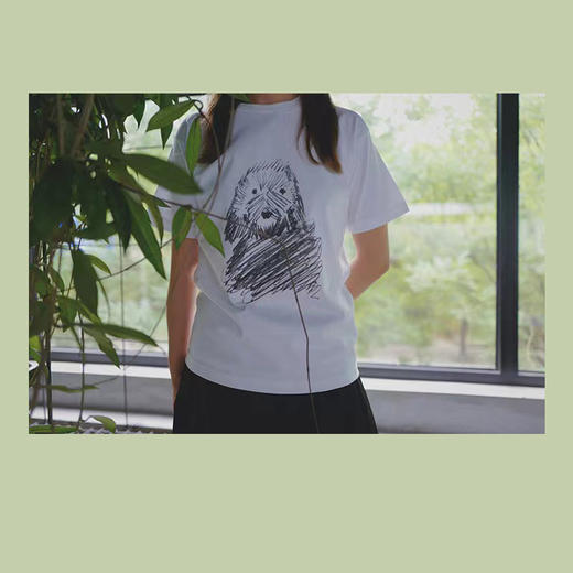 白色印刷T恤-十点睡觉《艺术家的狗》 商品图3