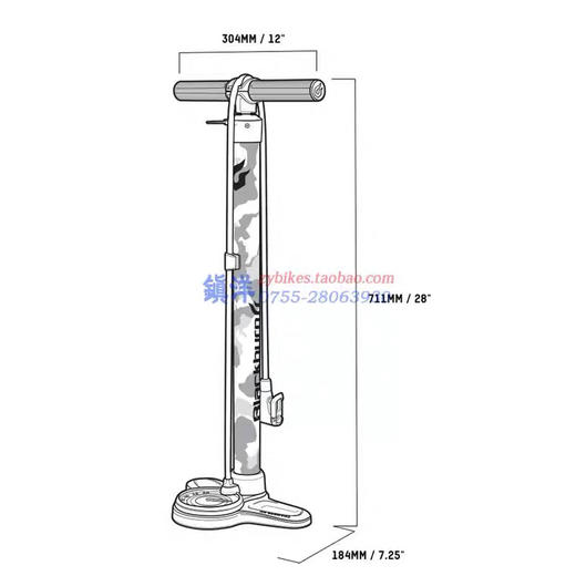 美国Blackburn CHAMBER HV 座地式打气筒山地立式打气筒法嘴美嘴 商品图4