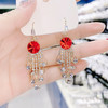 JU-A7132夏季新款日韩气质法式感水滴耳饰 红色锆石耳环韩版名媛耳坠 商品缩略图0