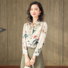 ASE-L6616重磅真丝衬衫女桑蚕丝早秋薄款上衣宽松时尚洋气印花长袖衬衣 商品缩略图3