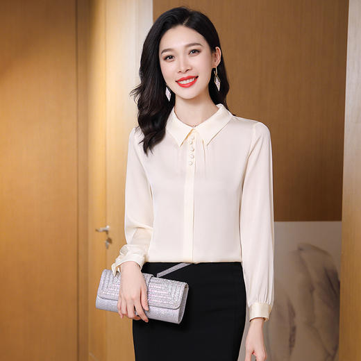 ASE-3560纯色气质优雅百塔女士衬衫 商品图1