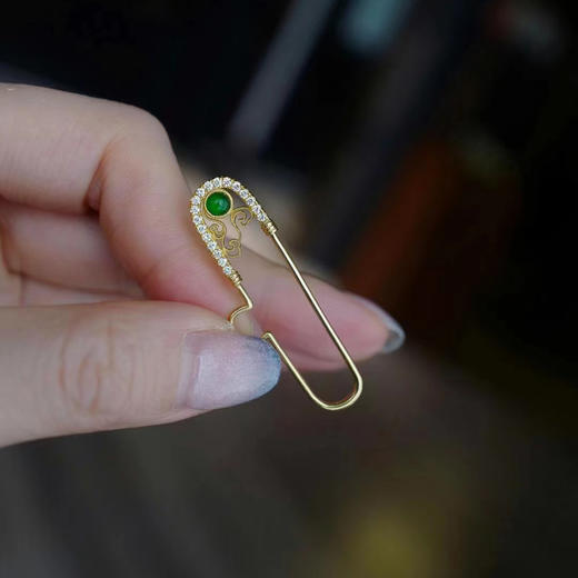 龢盒原创 18k金镶钻翡翠别针吊坠二用  4款 商品图4