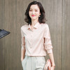 ASE-L6631竖条纹真丝缎面衬衫女士长袖2021秋装新款宽松立领重磅桑蚕丝上衣 商品缩略图4