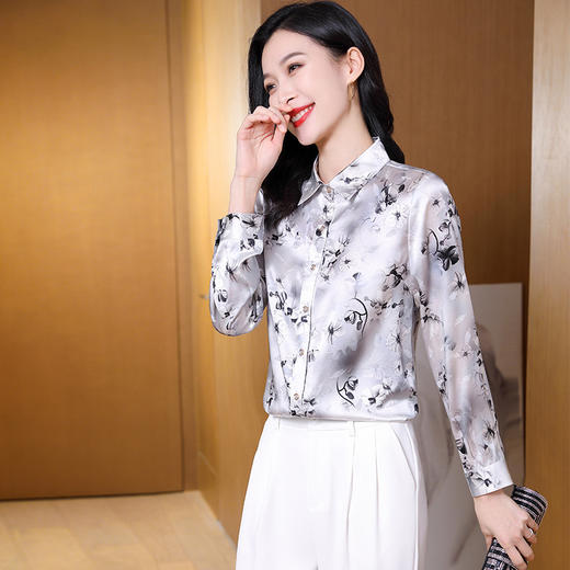 ASE-9202印花单排扣气质优雅女士衬衫 商品图5