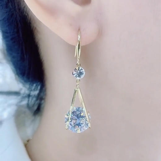 JU-A6715新款潮设计感个性闪锆石水滴耳环气质百搭长款耳饰耳钩 商品图2