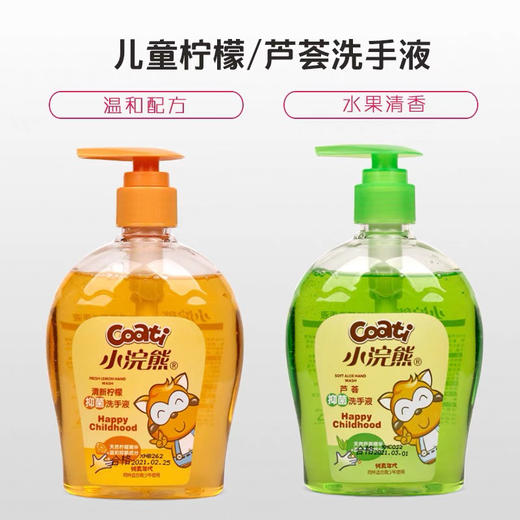 2瓶小浣熊抑菌洗手液300ml 儿童家用温和洗手液按压式瓶装滋润保湿 商品图2