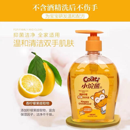 2瓶小浣熊抑菌洗手液300ml 儿童家用温和洗手液按压式瓶装滋润保湿 商品图3