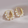 JU-A67105珍珠耳环女轻奢个性风潮气质复古镀圈圈耳扣金色简约时尚小众耳饰 商品缩略图2