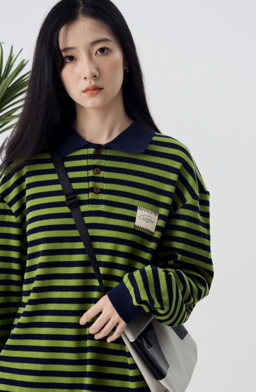 「Galent极蓝」CX222004/领口撞色条纹POLO长袖 商品图1