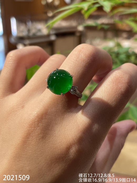 2021509，玻璃帝王绿蛋面戒指。具体价格微信咨询 商品图8