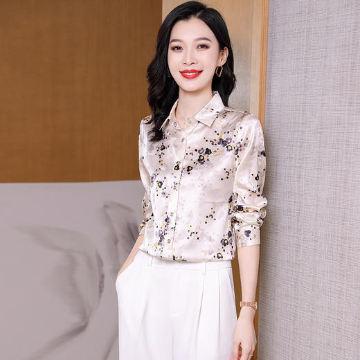 ASE-9202印花单排扣气质优雅女士衬衫 商品图0