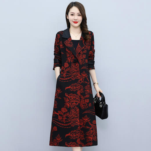 2022春秋新款风衣女中长款过膝中年流行高端气质时尚休闲外套 HR-YYG82747 商品图0