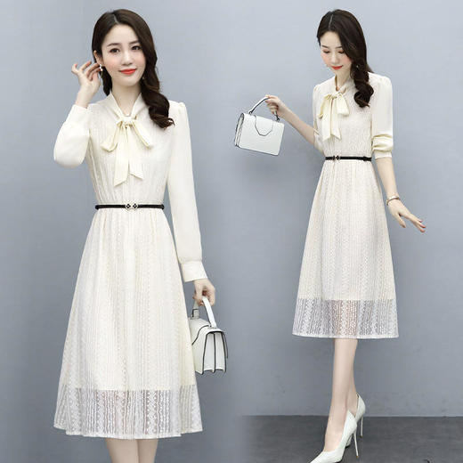 秋季新款，收腰显瘦气质女装早春秋长袖法式裙子蕾丝连衣裙HR-ZRX3026 商品图1