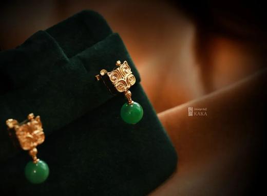 狮狮如意|神兽香盒绿珠子耳环 商品图2