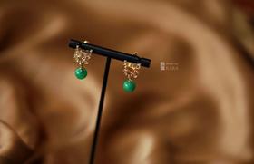 狮狮如意|神兽香盒绿珠子耳环