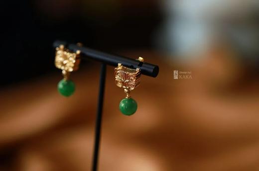狮狮如意|神兽香盒绿珠子耳环 商品图5