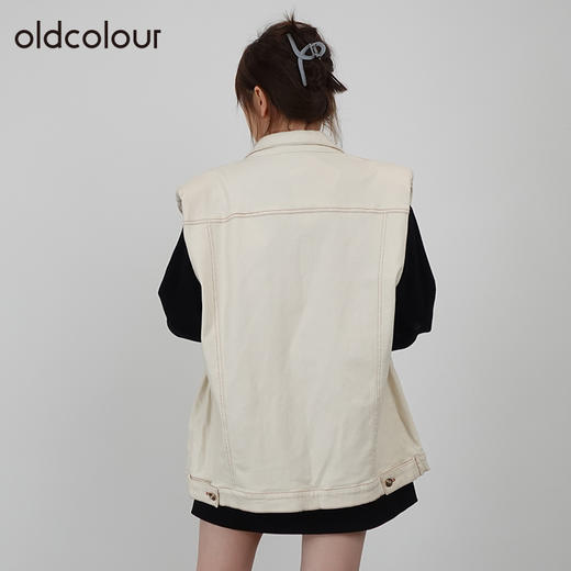 oldcolour2021秋商场同款设计感气质无袖水洗牛仔马夹女N32032212 商品图3