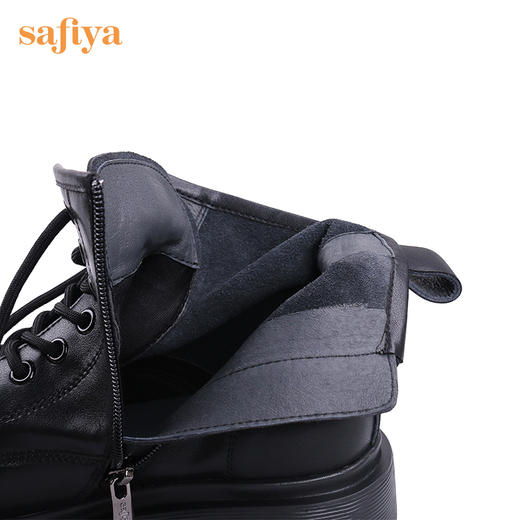 【春节不打烊】Safiya/索菲娅  马丁靴2022冬季新潮英伦风厚底增高侧拉链机车皮靴 SF24116023 商品图11