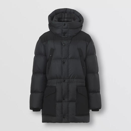 BURBERRY 巴宝莉 男士徽标贴花尼龙连帽羽绒服 炭灰色 8043846 A2232 商品图0