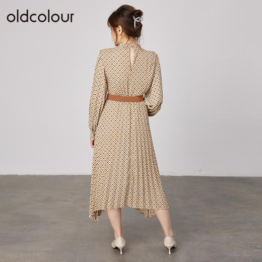 oldcolour2021秋商场同款的收腰显瘦气质不规则连衣裙N32103224 商品图3