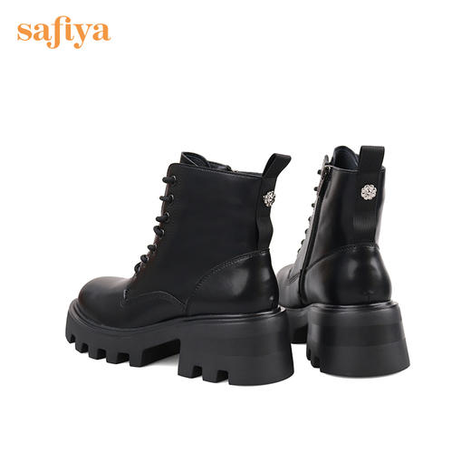 【春节不打烊】Safiya/索菲娅2022冬季新款短靴英伦风厚底高帮工装机车马丁靴女 SF24116070 商品图10