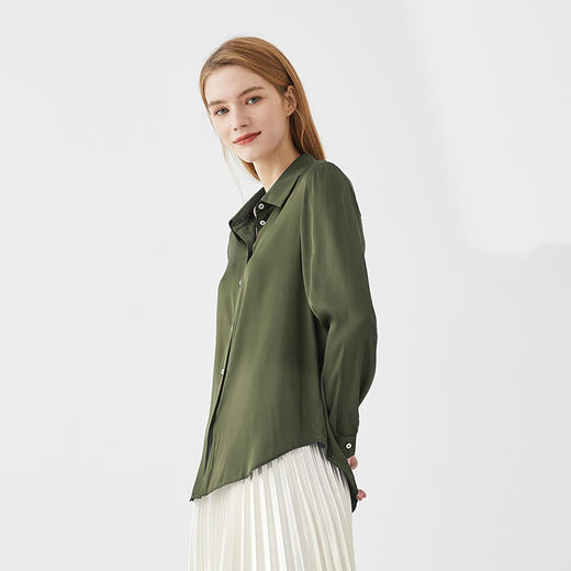 玳莎重磅100%桑蚕丝女式经典翻领真丝衬衫 CC31322 商品图1