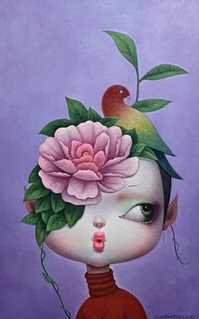 解永生原作原作布面油画《喜上眉梢-2》