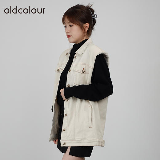 oldcolour2021秋商场同款设计感气质无袖水洗牛仔马夹女N32032212 商品图2