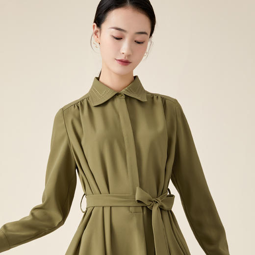 玳莎衬衫连衣裙女 秋季设计感长袖收腰显瘦气质中长款裙子 BC35303 商品图1
