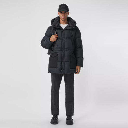 BURBERRY 巴宝莉 男士徽标贴花尼龙连帽羽绒服 炭灰色 8043846 A2232 商品图3